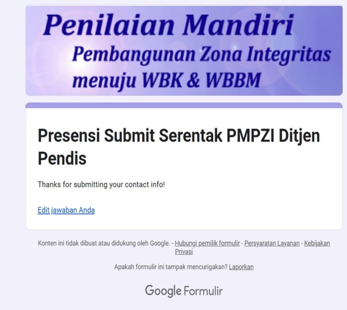 Menuju Madrasah Berintegritas, MAN 1 Batang Hari Ikut Submit Serentak PMPZI ZI