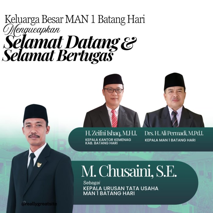 Pelantikan Kepala Urusan Tata Usaha MAN 1 Batang Hari, M. Chusaini, S.E. Resmi Mengemban Amanah Baru