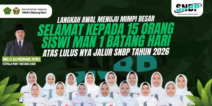 15 Siswa MAN 1 Batang Hari Lolos SNBP 2026
